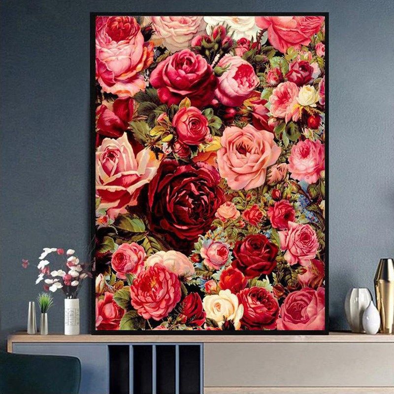 玫瑰花砖石贴画复古钻石画满钻客厅小件水钻十字绣0卧室,居家布艺,钻石绣,淘宝优惠券,粉丝福利购,淘宝优惠卷