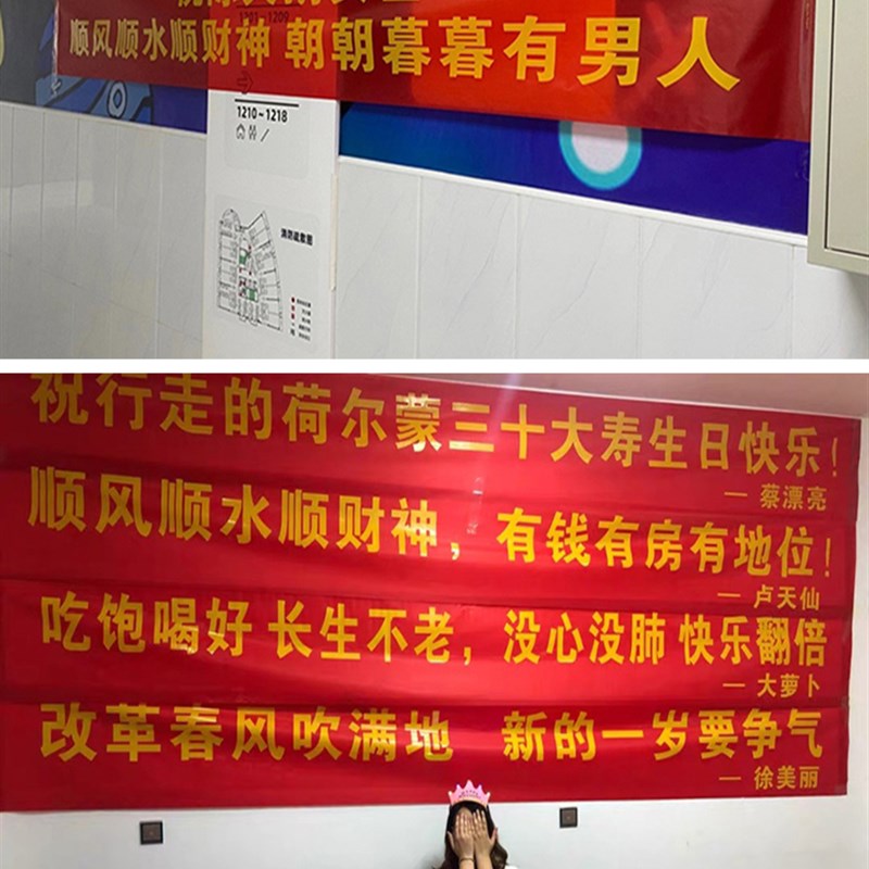 横幅生日定搞笑生日横幅拉条派对结婚横幅拉条迎亲搞怪沙雕