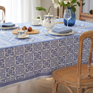 eeun高端棉麻桌布长方形餐桌桌布欧式茶几盖布