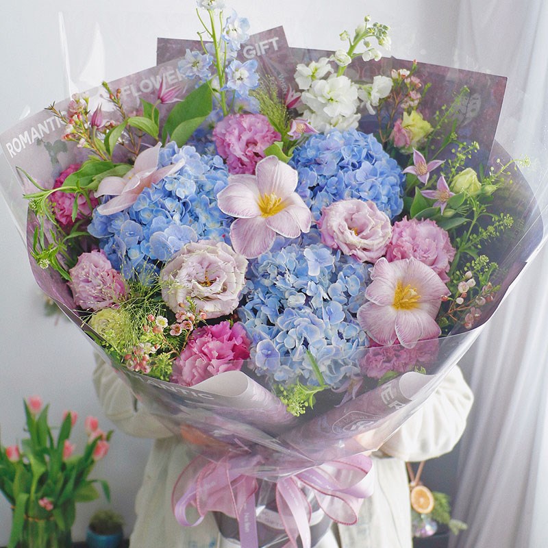 国风牡丹菊紫色系鲜花速递玫瑰绣球花束送领导女友生日