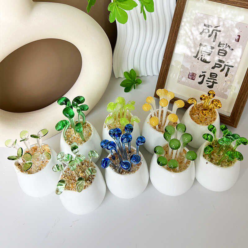 车载博琉璃多肉豆芽仿真家居饰品盆栽工艺品