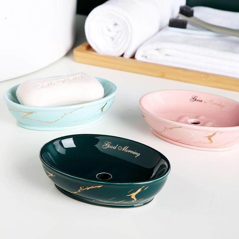 陶瓷肥皂盒沥水家用皂碟酒店餐厅创意香皂盒ins高颜值可爱全瓷