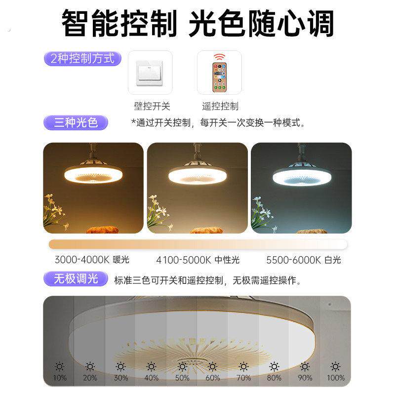 风扇灯泡2026新款卧室餐厅节能灯27螺口无极调光灯吸顶吊扇灯