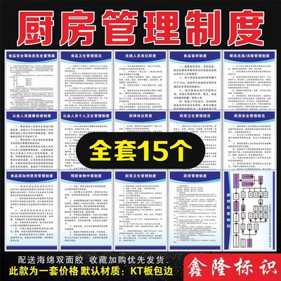 厨房食品安全管理制度牌食堂餐厅卫生管理规范预防食物中毒餐饮
