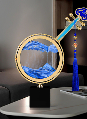 客厅装饰水晶桌面装饰品高档大气琵琶流沙画室摆设