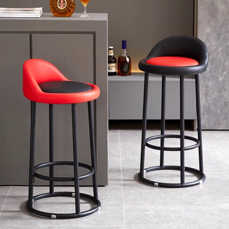 简约酒吧椅高脚凳铁艺小靠背椅子清吧柜台咖啡厅收银台高凳子