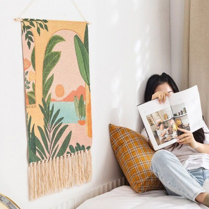 挂布棉麻挂毯流苏挂毯画电表箱遮挡挂画墙壁背景布