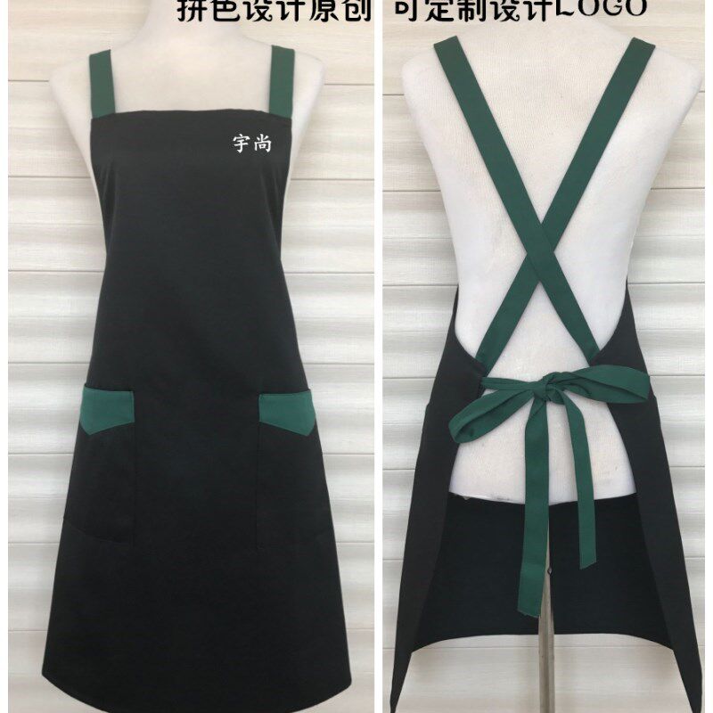 欧式拼色工装围裙背调节男女餐厅咖啡馆美甲化妆污围裙可定做