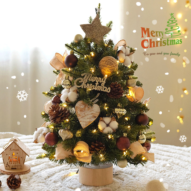 圣诞树家用桌面ins装饰品圣诞节大氛围DIY布置迷你仿真小摆件套装