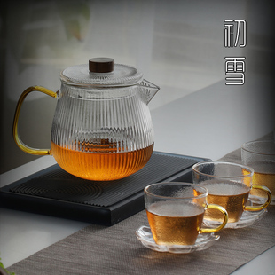 玻璃泡茶壶过滤冲茶器耐高温茶水分离带滤网茶具煮茶套装 日式 家用