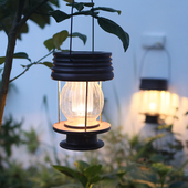 太阳能户外灯水吊挂灯庭院装 饰氛围复古马灯 饰灯花园布置阳台装