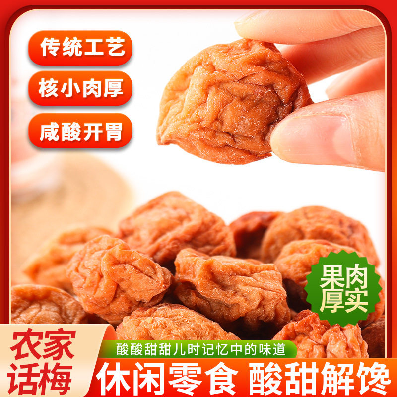 农家话梅干潮汕普宁特产大颗酸甜广式九制半干话梅蜜饯孕妇零食果