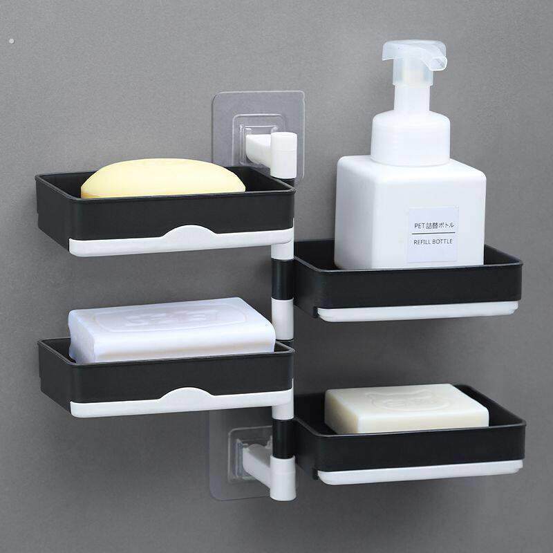 肥皂盒卫生间香皂置物架打孔壁挂式沥水旋转多层洗衣厕所