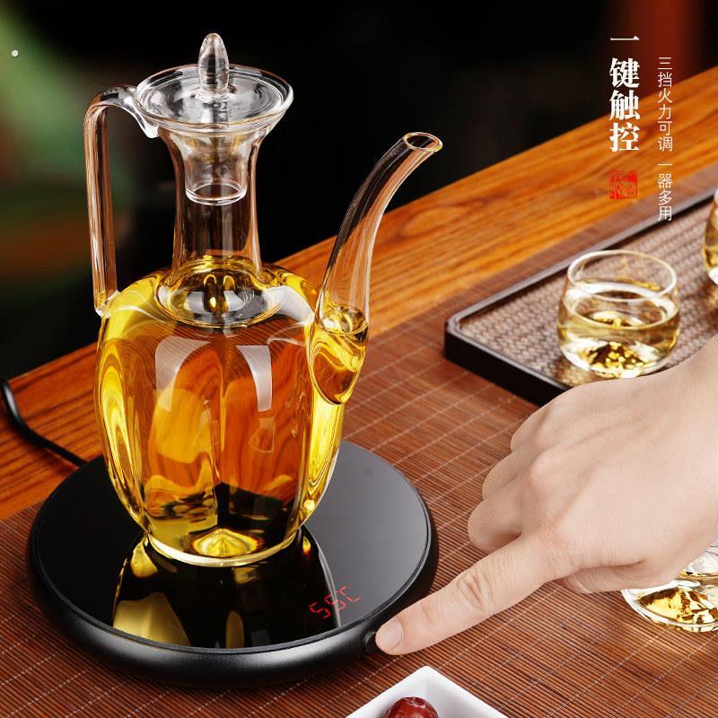 高端温酒器家用电加热式黄酒煮酒器中式古宋玻璃酒壶烫酒套装