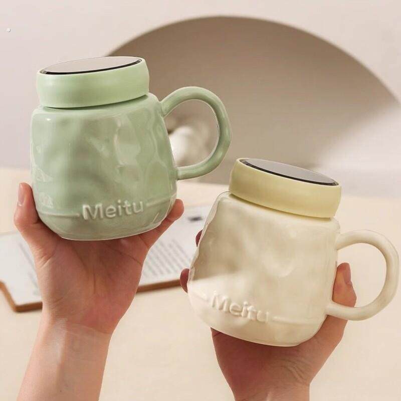 新款可爱马克杯带盖办公高颜值杯子女生家用陶瓷咖啡水杯可定制杯