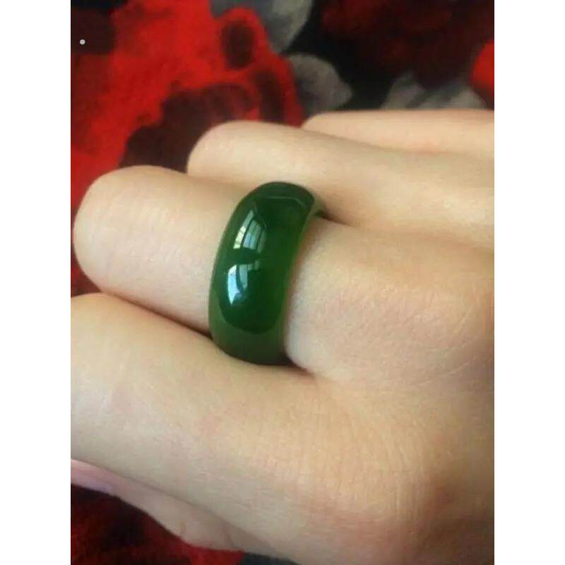 赌神同款戒指碧玉戒指和田玉菠菜绿指环男女戒指打麻将和田玉指环