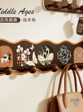 中古风挂钩免打孔玄关入户门后挂衣架墙上衣服包包收纳装饰挂衣钩