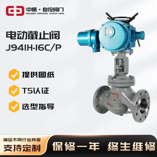 J941H-16C电动法兰截止阀铸钢蒸汽温压开关防腐国标向阀门