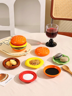 陶瓷汉堡调味碟可爱创意蘸料碟家用高颜值酱料碟醋碟4英寸小碟子