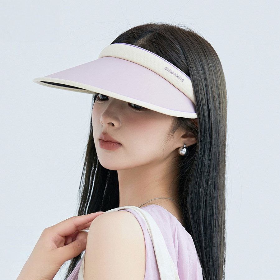 撞色冰丝发箍空顶帽子女韩版时尚鸭舌帽大檐遮脸防晒帽学生遮阳帽