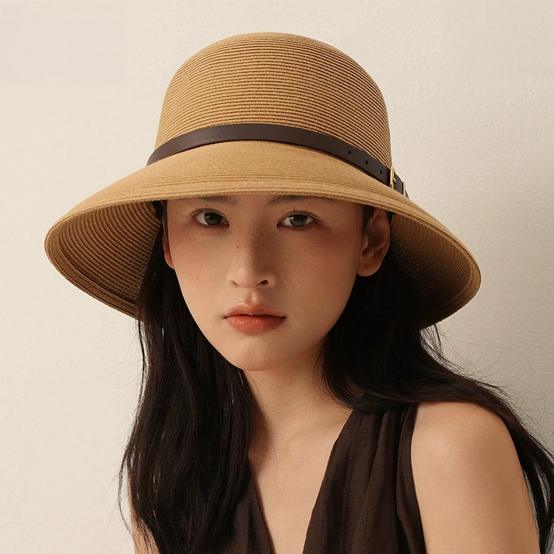 春夏季开叉防晒草帽女2026新款大沿遮阳渔夫帽子气质百搭显脸小