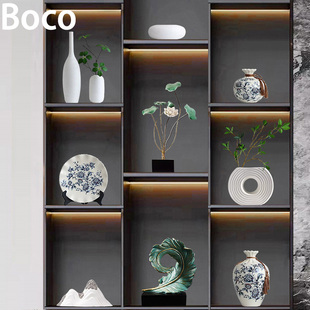 Boco新中式博古架摆设书房茶室摆件客厅玄关电视柜酒柜书房装饰品
