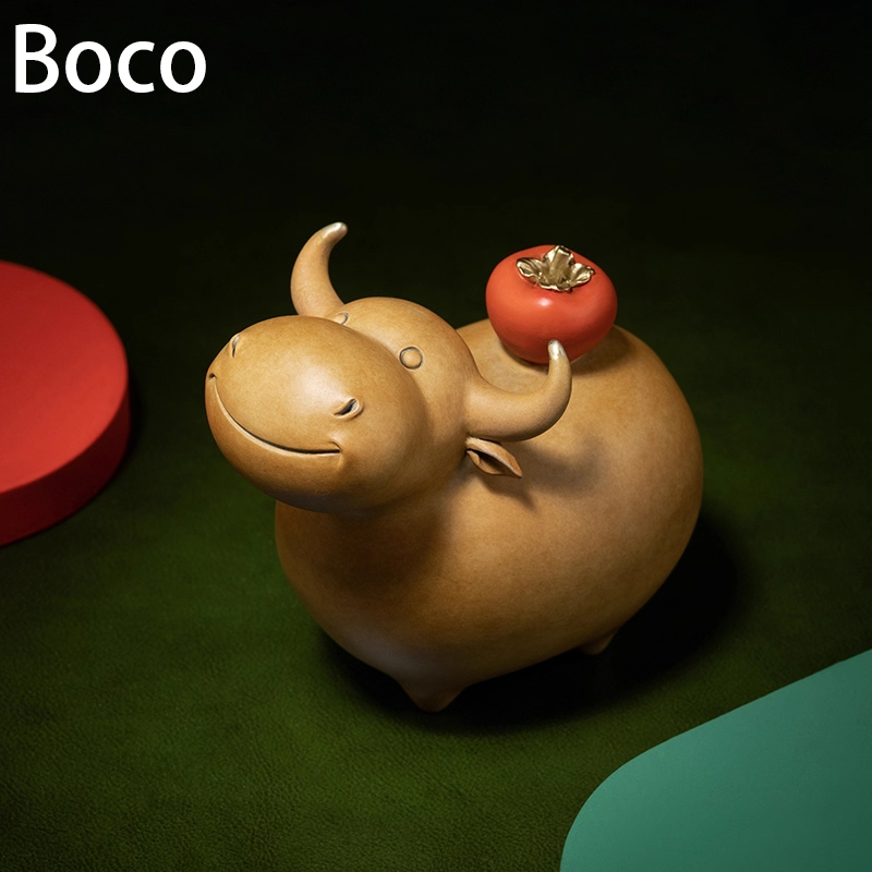 Boco牛柿招财铜牛摆件装饰工艺品