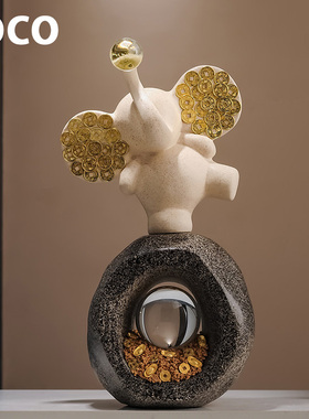 招财大象陶瓷摆件乔迁礼物