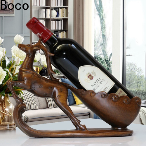 BOCO现代梅花鹿树脂红酒架摆件