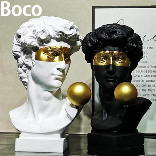 Boco北欧轻奢创意大卫雕塑样本间客厅玄关石膏雕像软装艺术品摆件