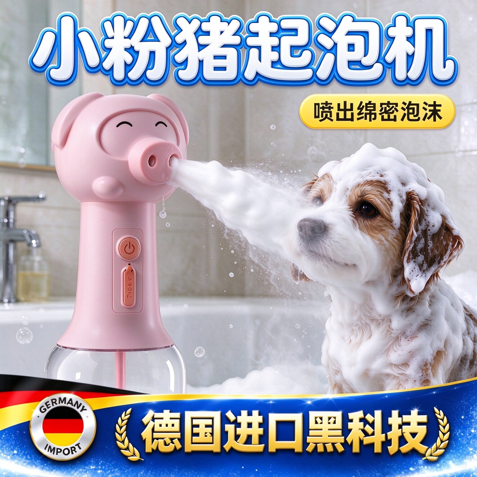 德国进口小粉猪宠物起泡器自动起泡柯基泰迪猫咪绵密奶泡超长续航
