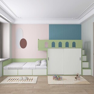 错位型上下床小户型互不干扰储物双层高低铺母子床下柜交错式同向