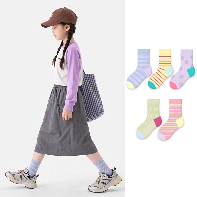 儿童袜子秋冬跳糖果宝条纹