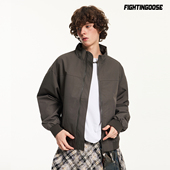 美式 复古bomber飞行夹克国潮宽松立领cleanfit痞帅廓形工装 外套男