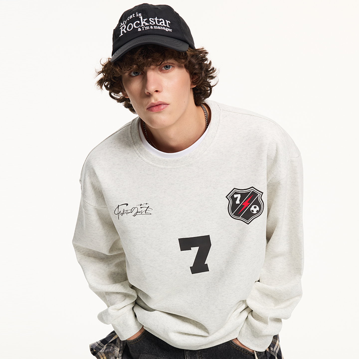 美式复古数字印花圆领卫衣