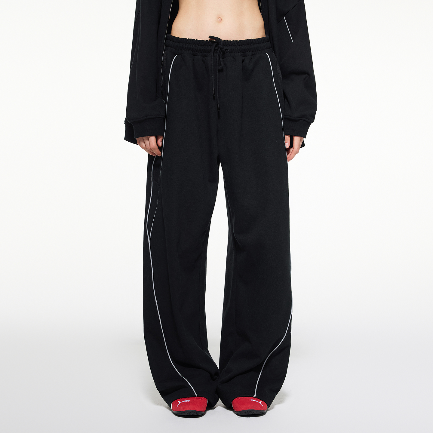 美式舒适松弛感裤子复古反光条纹