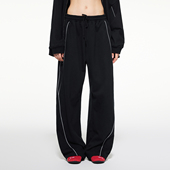 美式 男 子嘻哈街舞运动裤 舒适松弛感裤 子复古反光条纹设计感保暖裤