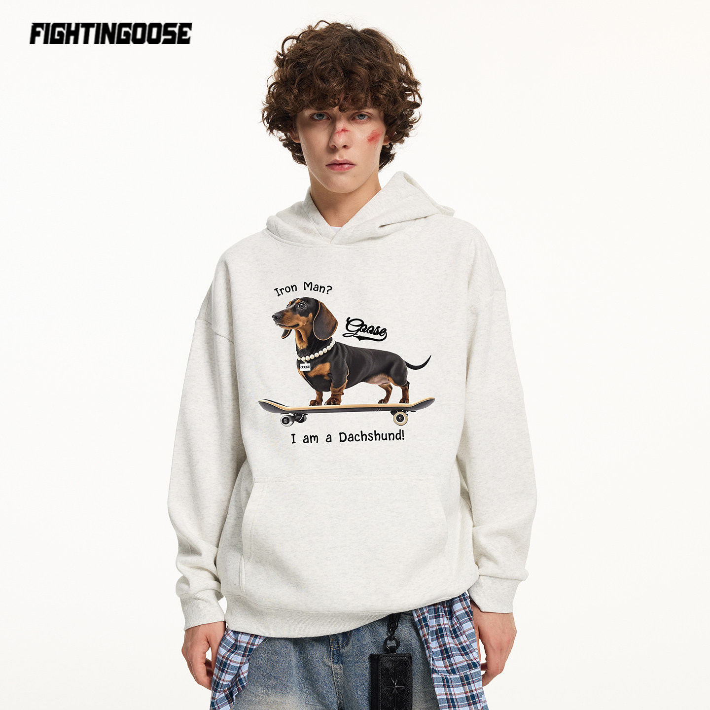 大码国潮美式卫衣男趣味滑板腊肠狗印花连帽外套情侣装潮流设计感,男装,卫衣,淘宝优惠券,粉丝福利购,淘宝优惠卷