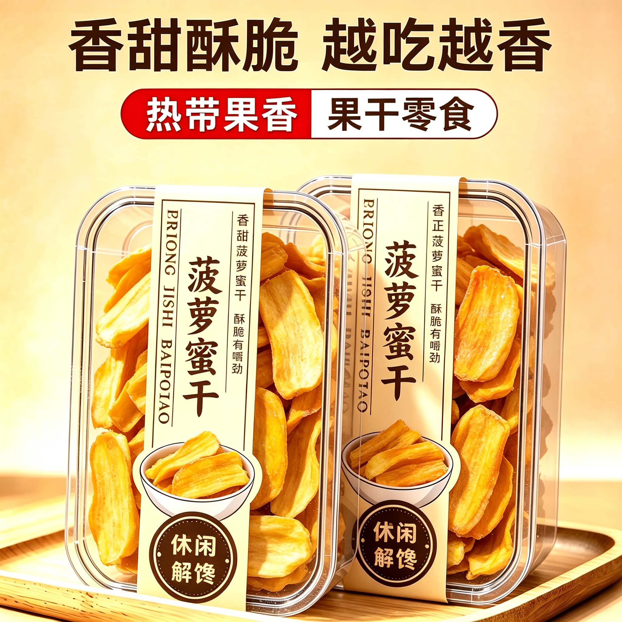 海南特产冻干菠萝蜜干脱水菠萝蜜脆水果干脆片网红休闲零食批发