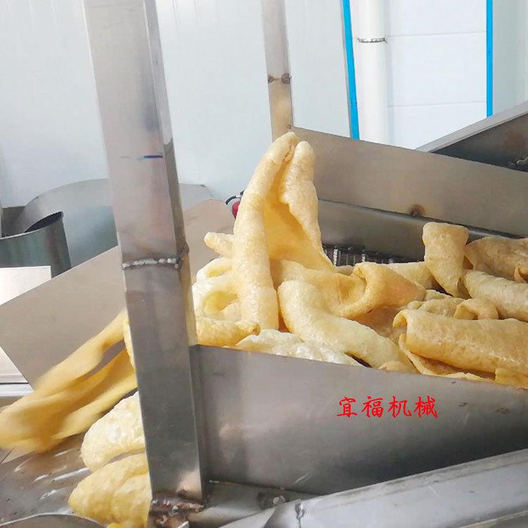 南京猪皮油炸机 连续炸皮肚油炸机大图 全自动肉皮油炸生产线厂家