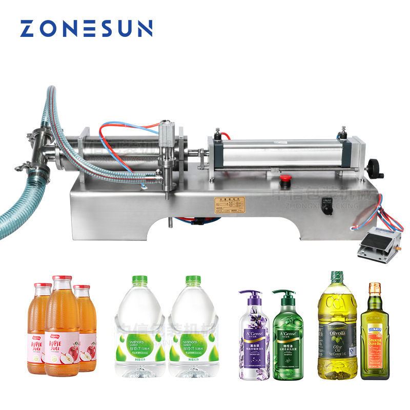 ZONESUN 全气动液体灌装机卧式定量灌装饮料酒精果汁洗衣液分装机