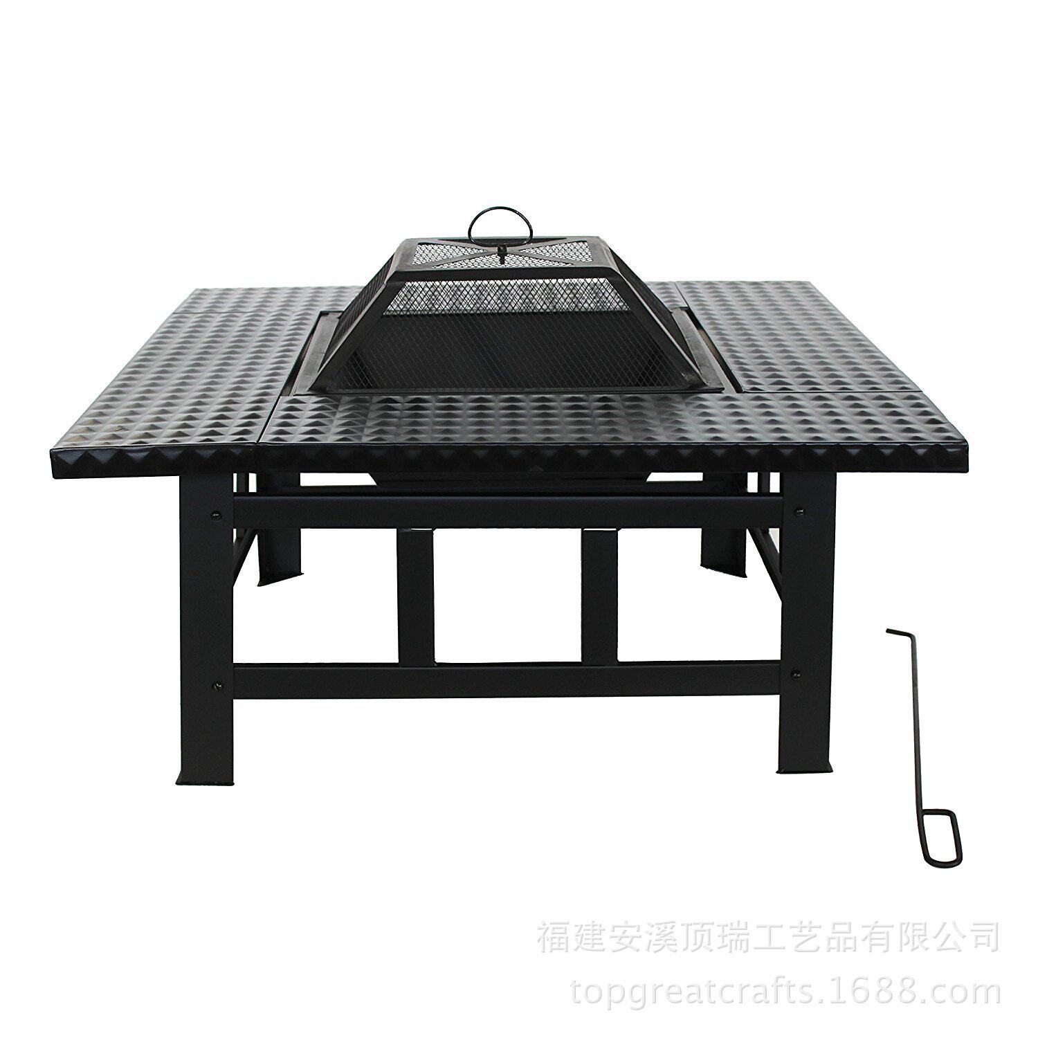 正方形铁艺火炉户外花园庭院烧烤火炉现代简约黑色厂家批发柴炉