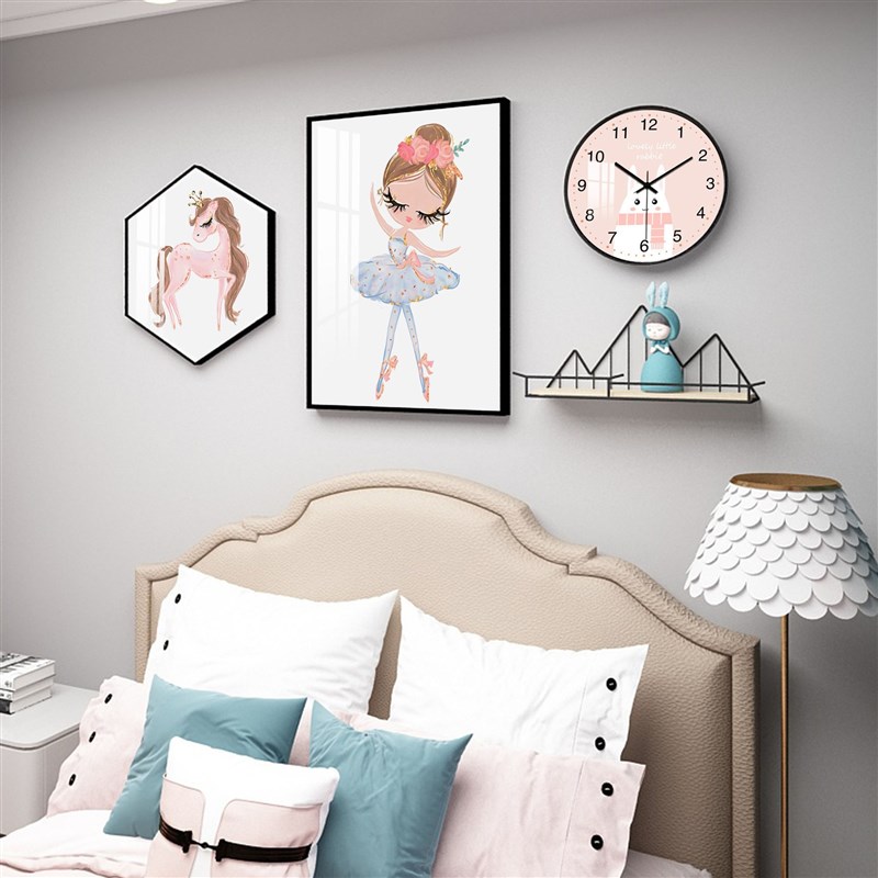 卧室床头晶瓷简约儿童房卡通动物两联温馨小清新背景墙装饰壁挂画图片