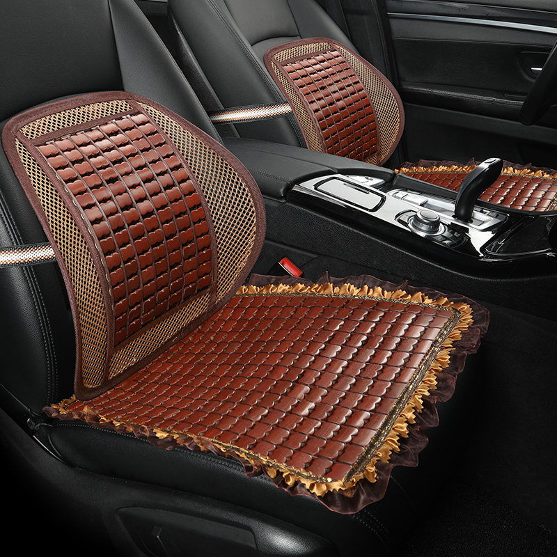 汽车腰靠夏季车用按摩木珠坐垫透气办公室座椅靠背垫护腰通风透气