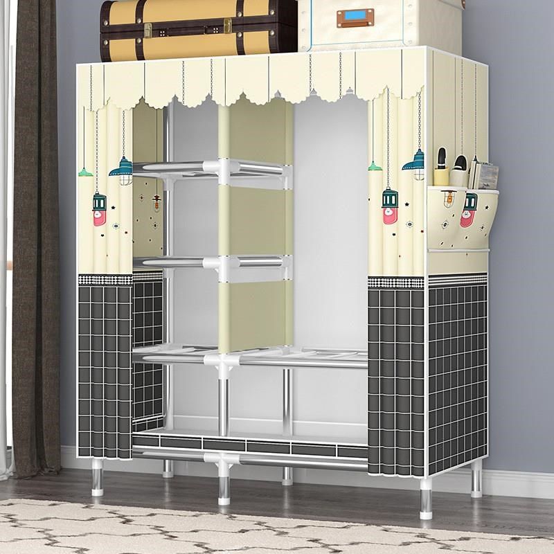 衣柜经济型简易布衣柜家用卧室加粗加厚钢管出租房全钢架收纳柜