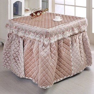 电炉罩烤火罩茶几桌布加绒罩裙式 正方形取暖桌套烤火被套麻将机罩