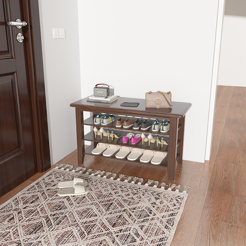 实木鞋架换鞋凳一体门口家用加长多层鞋柜入户可坐进门收纳穿鞋凳