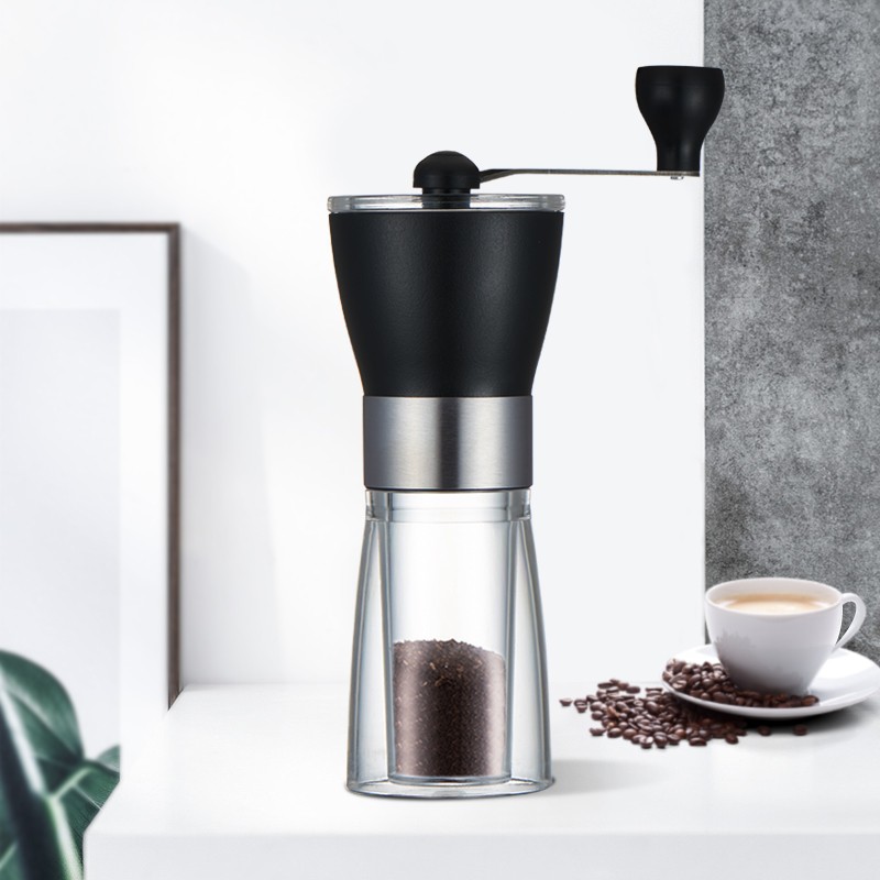 家用手摇磨豆机便携式手动咖啡粉碎机双层玻璃咖啡豆研磨机打粉机