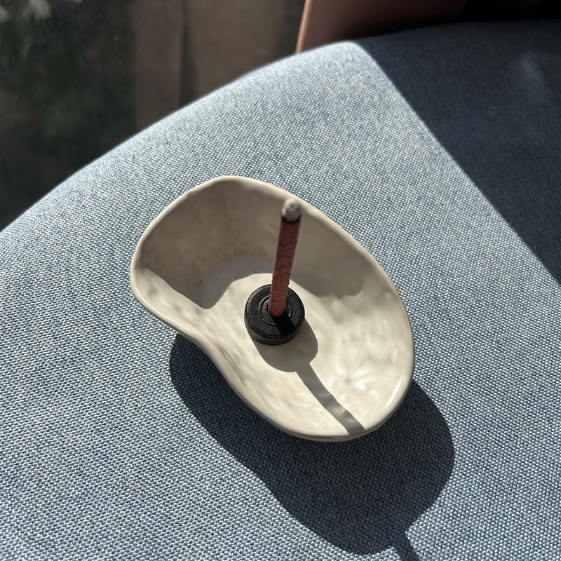 随型插香盘手捏粗陶陶瓷香座香托接灰 STUPA线香底座锥香塔香座