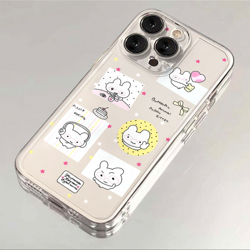 卡通眼镜萌兔适用于17苹果/华为/小米/vivo/oppo太空手机壳iPhone17promax/16/15小米17PROmate70/pura70防摔